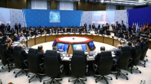 ANTALYA, TURKEY - NOVEMBER 15: A general view of the Working session-1 on the "Inclusive Growth: Global Economy Growth Strategies, Employment and Investment Strategies" during the G20 Turkey Leaders Summit on November 15, 2015 in Antalya, Turkey. Kayhan Ozer / Anadolu Agency